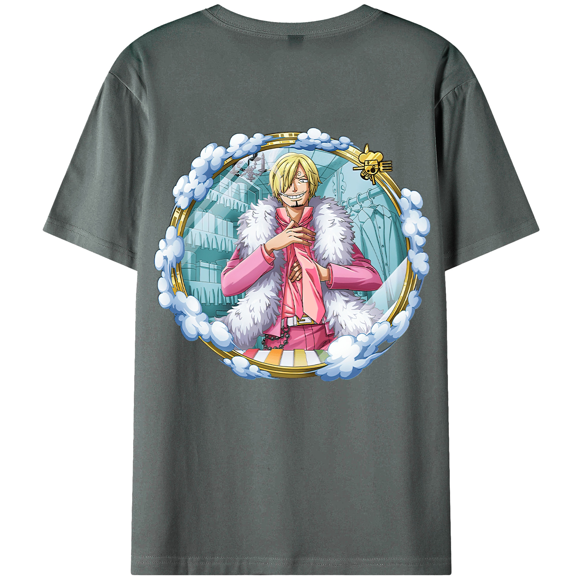 （画像用） ワンピース サンジ ONE PIECE Sanji 綿100％ メンズ半袖Tシャツ（バックプリント） 通気性